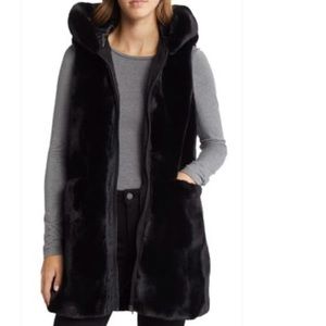 Via Spiga Faux Fur Vest with Hoodie | NWT